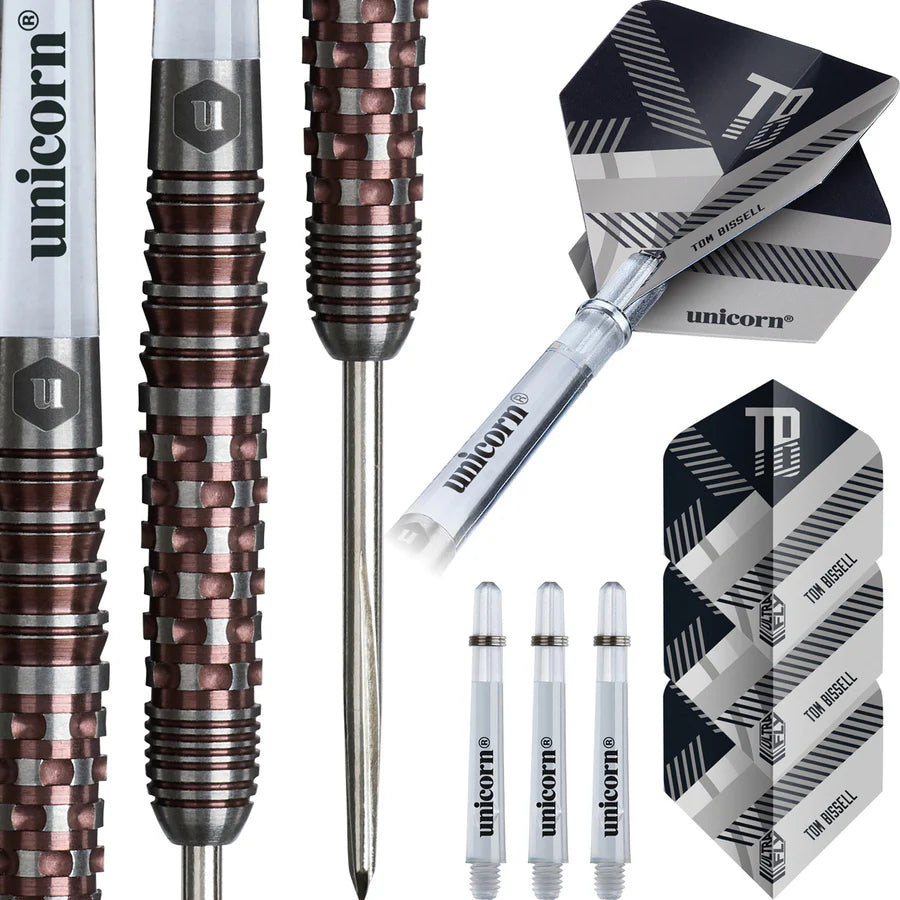 UNICORN - TOM BISSELL - ROSSO 95% - UNICORN CONTENDER - STEEL TIP DARTS - 95% - 22g