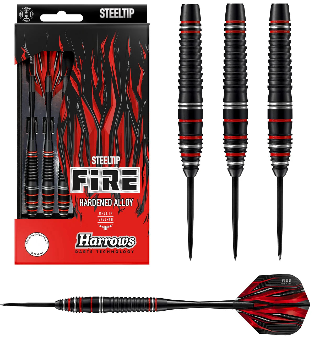 HARROWS - FIRE - STEEL TIP DARTS - HARDENED ALLOY - BEGINNER DARTS - 21g/22g/23g/24g