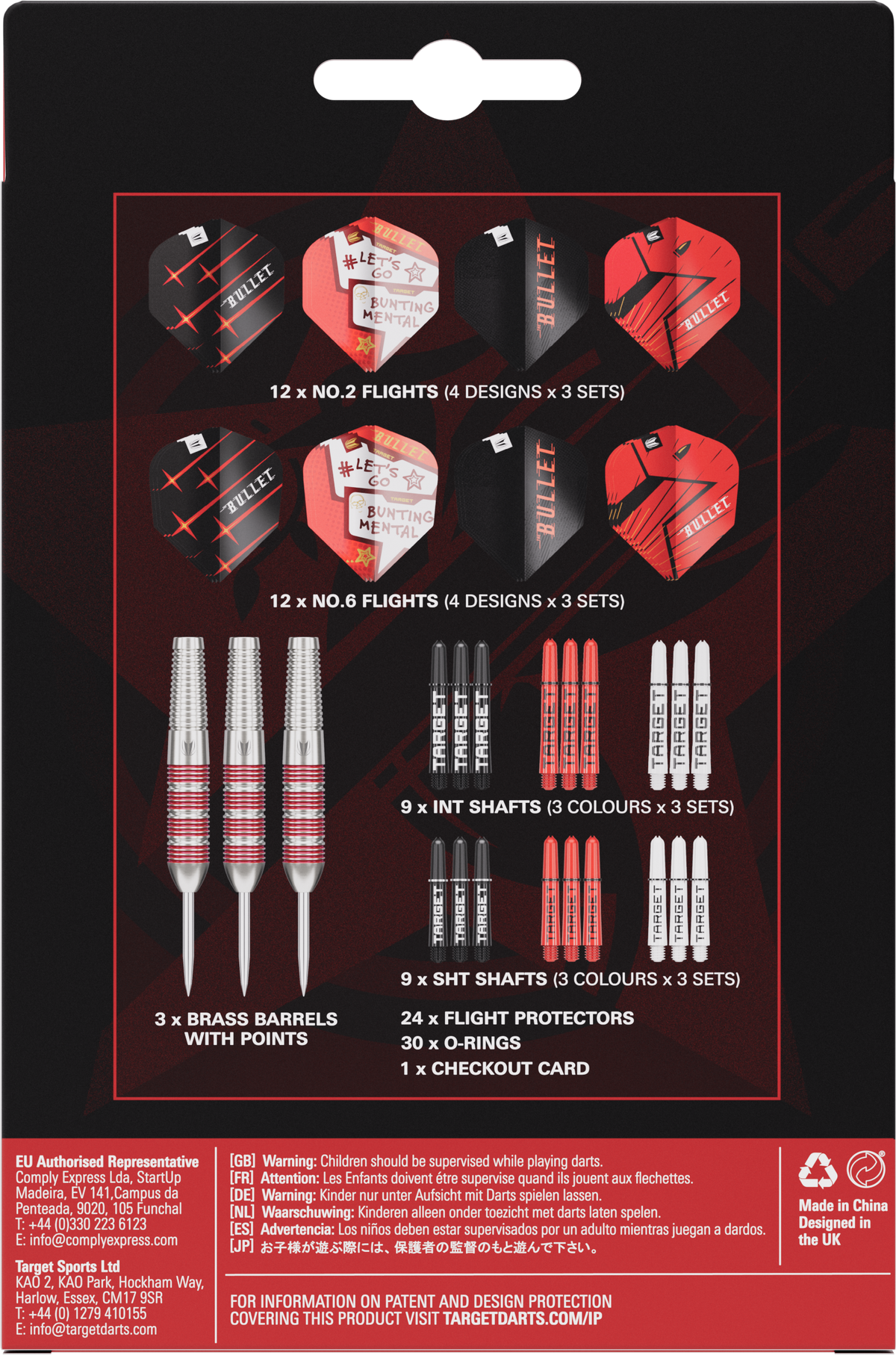 TARGET - STEPHEN BUNTING - 100 PC BRASS DARTS SET - STEEL TIP DARTS - BRASS DARTS SET