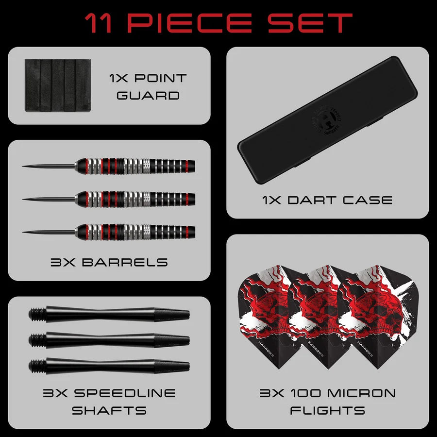 HARROWS - HEAVY METAL - STAINLESS STEEL - STEEL TIP DARTS- 90% - 22g