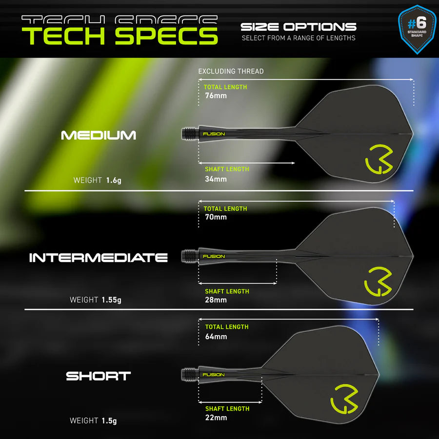 WINMAU - WINMAU FUSION - MICHAEL VAN GERWEN - MVG - SMALL (No.6) - INTEGRATED FLIGHTS - BLACK