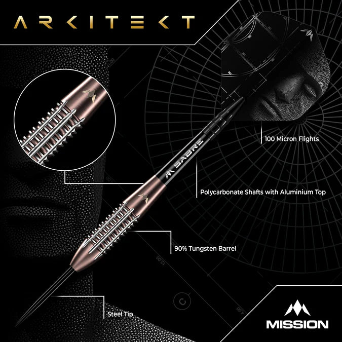 MISSION - ARKITEKT - BRONZE SILICA PVD - STEEL TIP DARTS - 90% - 21.5g/23.5g/25.5g