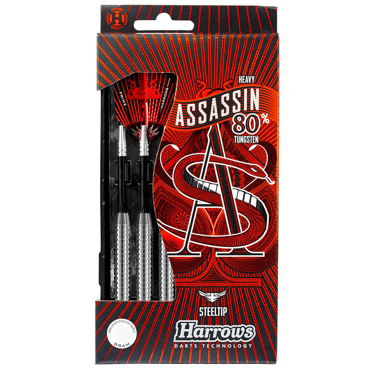 HARROWS - ASSASSIN - RINGED HEAVY - STEEL TIP DARTS - 80% - 30g/32g/36g/40g