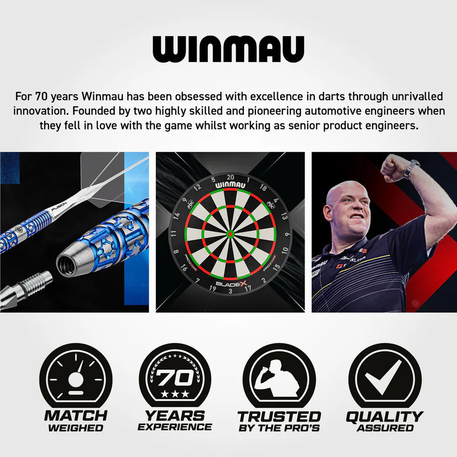 WINMAU - WINMAU FUSION - BLADE X - STANDARD (No.2) - INTEGRATED FLIGHTS - BLACK BLADE X