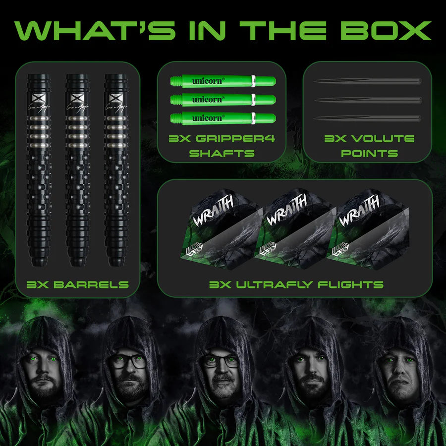 UNICORN - WRAITH - CAMERON MENZIES - STEEL TIP DARTS - 90% - 21g/23g/25g