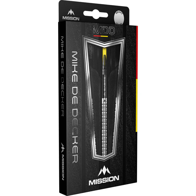 MISSION - MIKE DE DECKER - SILVER - STEEL TIP DARTS - 95% - 22g/24g/26g