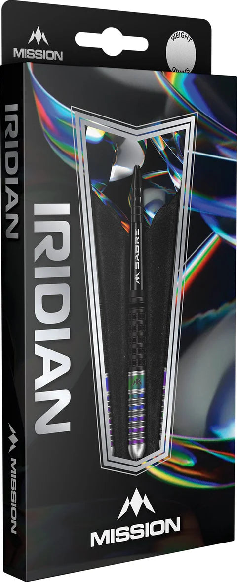 MISSION - IRIDIAN - 90% - BLACK & CORAL PVD - STEEL TIP DARTS - 22g/24g