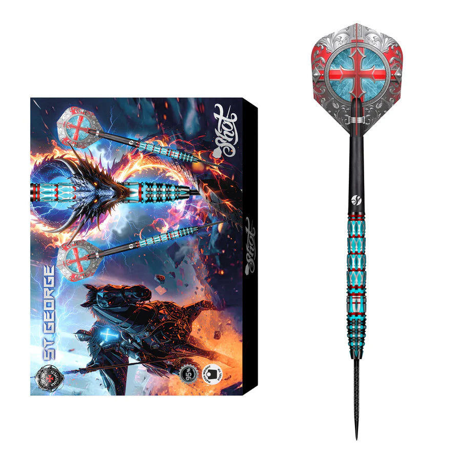 SHOT - FUTURE KNIGHTS - ST. GEORGE - STEEL TIP DARTS - 95% - 23g/24g/25g