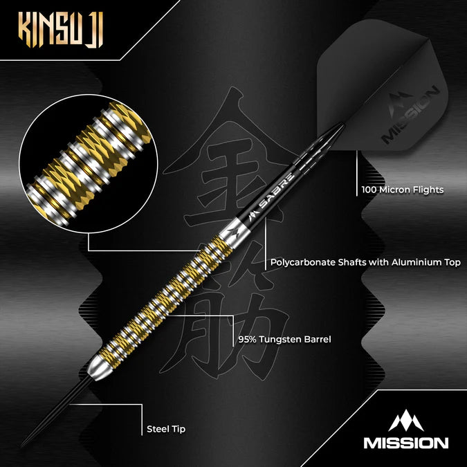 MISSION - KiNSUJI - STEEL TIP DARTS - 95% - 22g/24g/26g
