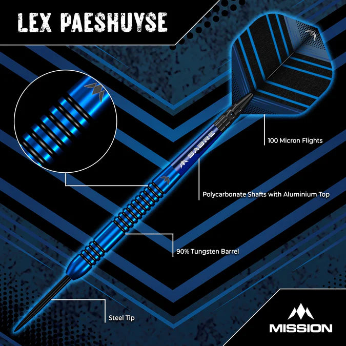 MISSION - LEX PAESHUYSE - STEEL TIP DARTS - 90% - 22g/24g
