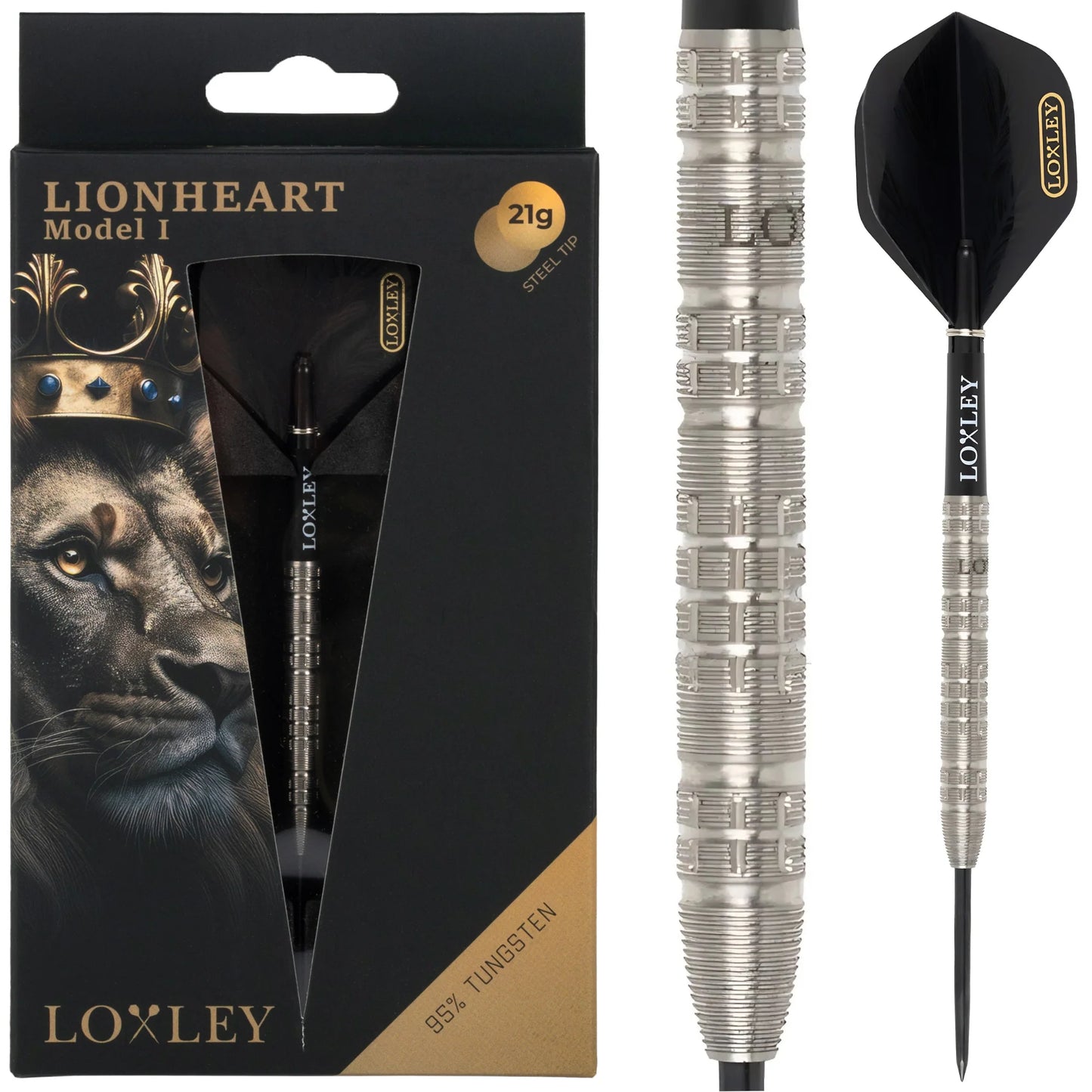 LOXLEY - LIONHEART - MODEL 1 - STEEL TIP DARTS - 95% - 21g/23g/25g