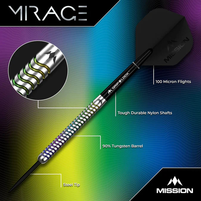 MISSION - MIRAGE - STEEL TIP DARTS - 90% - 23g/25g