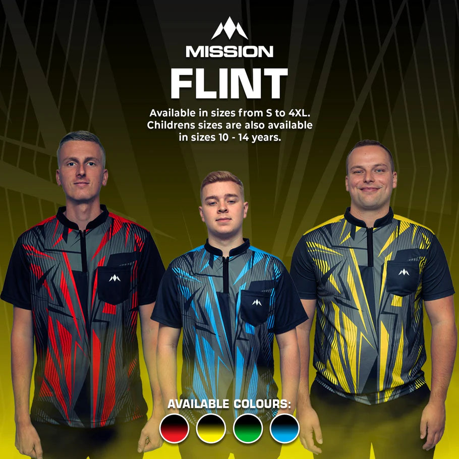 MISSION - FLINT - DARTS SHIRT - BLACK & YELLOW - DARTS SHIRT BY MISSION