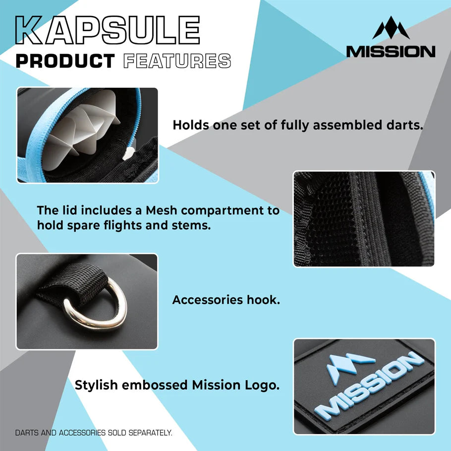 MISSION - KAPSULE - EVA DROP IN DARTS CASE - BLACK & BLUE