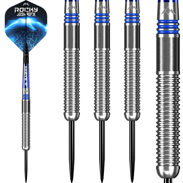 MISSION - JOSH ROCK 'ROCKY' - Steel Tip Darts - Silver & Blue - 80% - 23g/25g