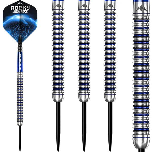MISSION - JOSH ROCK v2 - Steel Tip Darts - Silver & Blue PVD - 95% - 22g/24g/26g