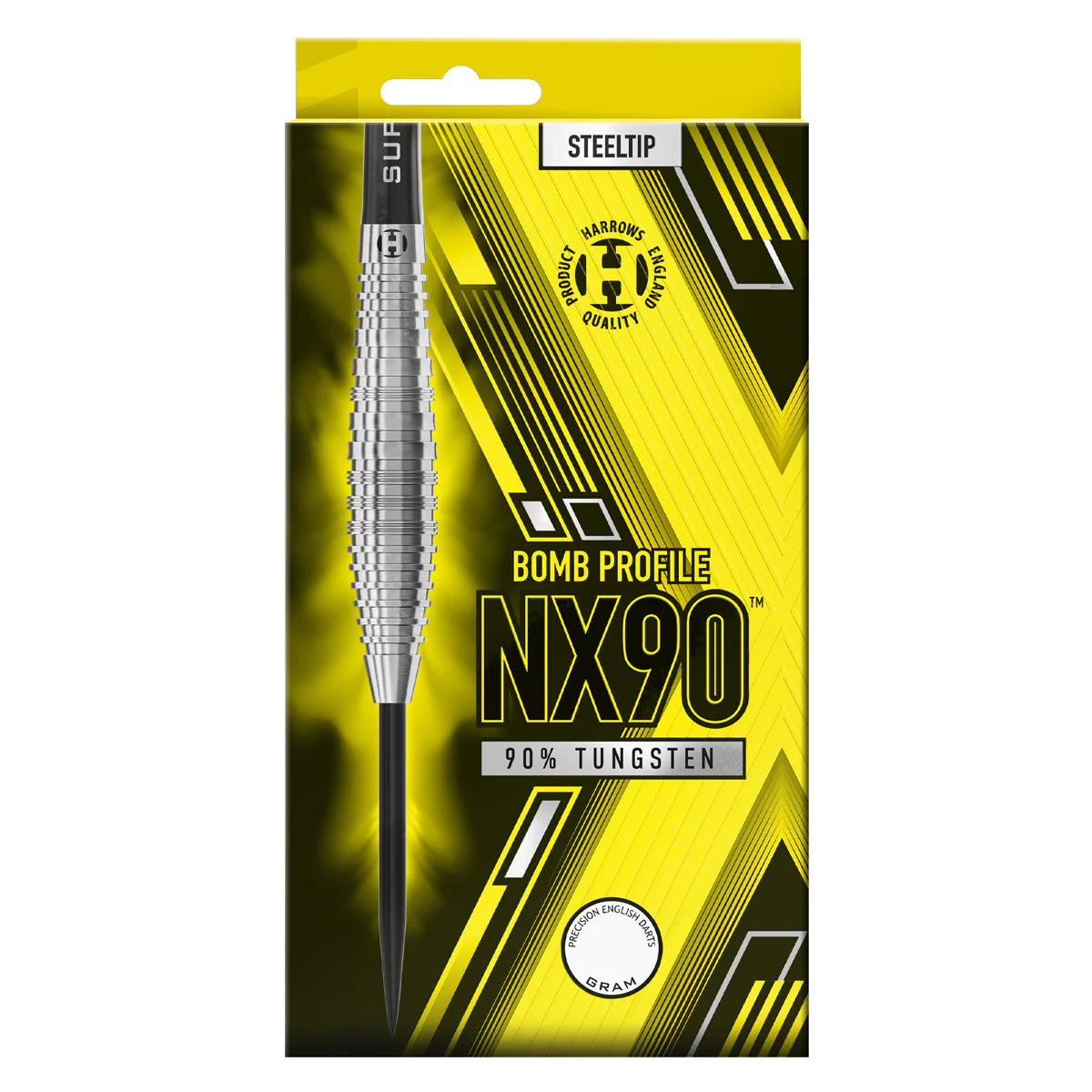 HARROWS - NX90 - BOMB - SILVER - STEEL TIP DARTS - 90% - 21g/23g/25g