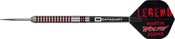 DATADART - MARTIN ADAMS - WOLFIE - ELECTRO RED & WHITE - 95% - STEEL TIP DARTS - 22g/24g/26g