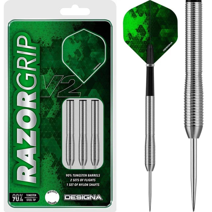 DESIGNA - RAZORGRIP - v2 NATURAL - M1 - STEEL TIP DARTS - 90% - 21g/23g