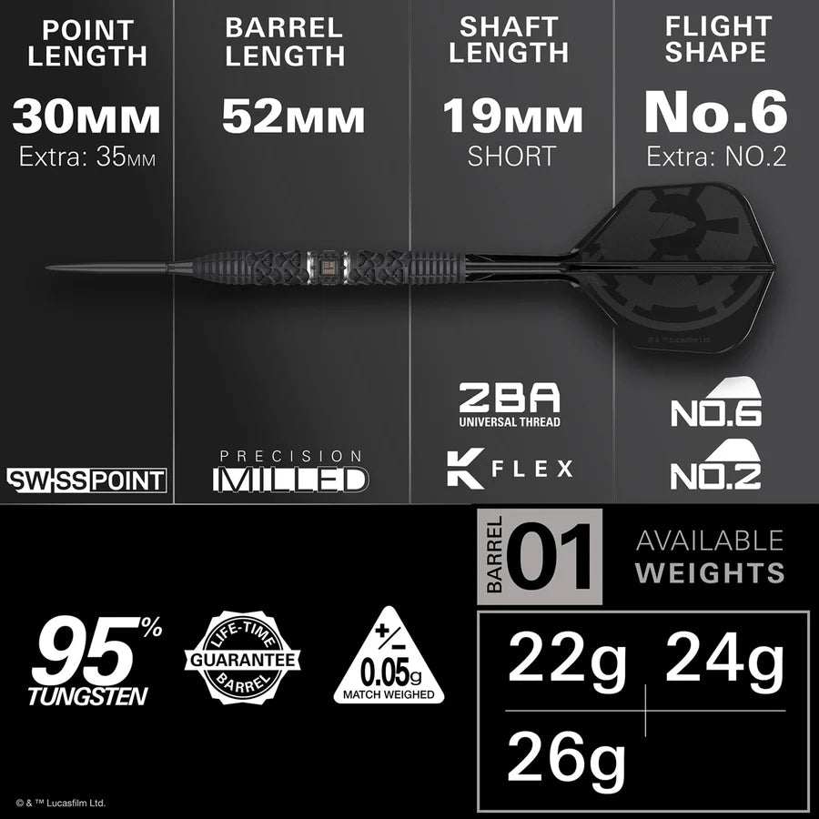 TARGET - STAR WARS - DARTH VADER - STEEL TIP DARTS - 95% - 22g/24g/26g