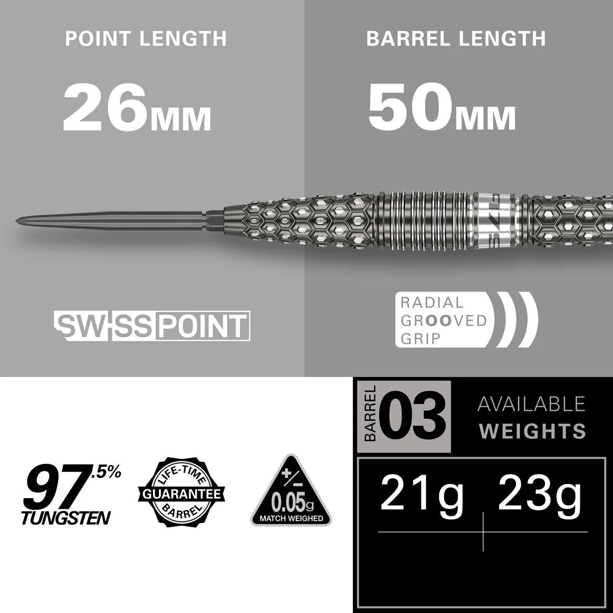 TARGET - 975 - 03 - SWISS POINT DARTS - 97.5% - 21g/23g