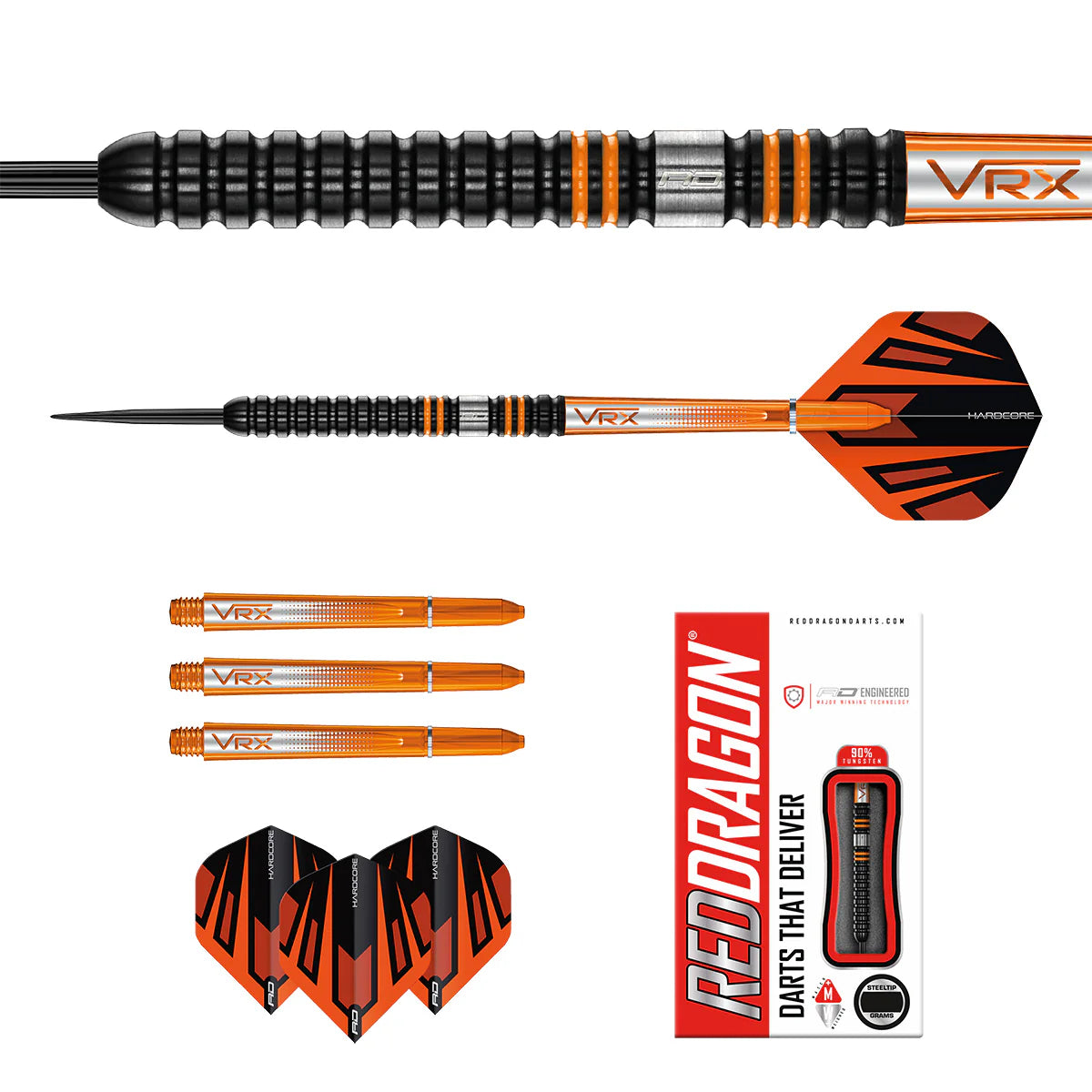 RED DRAGON - AMBERJACK - PRO 1 - STEEL TIP DARTS - 90% - 22g/24g/26g