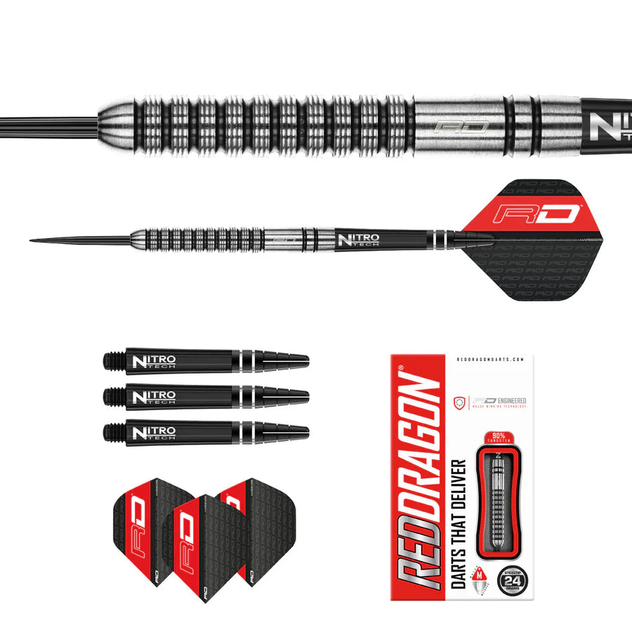 RED DRAGON - GIAN VAN VEEN - STEEL TIP DARTS - 90% - 21g/24g