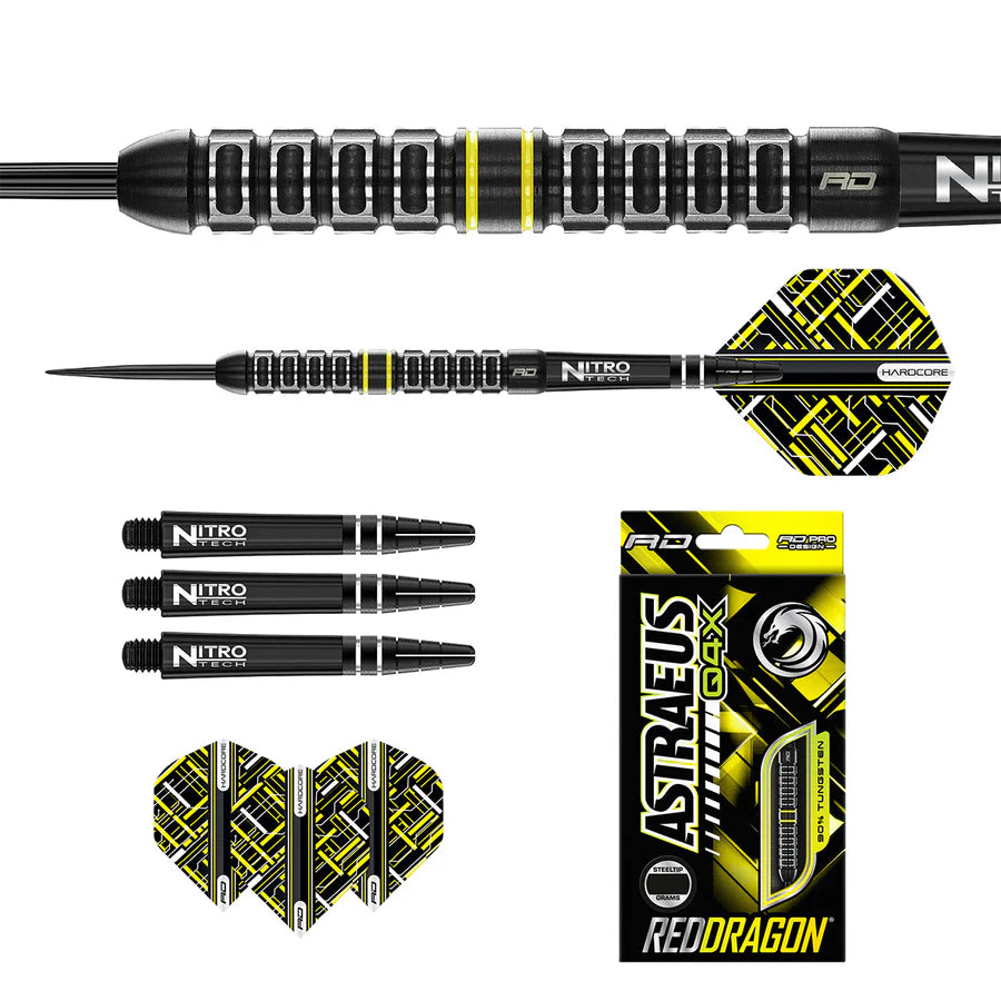 RED DRAGON - ASTRAEUS Q4X - PARALLEL - STEEL TIP DARTS - 90% - 22g/24g/26g