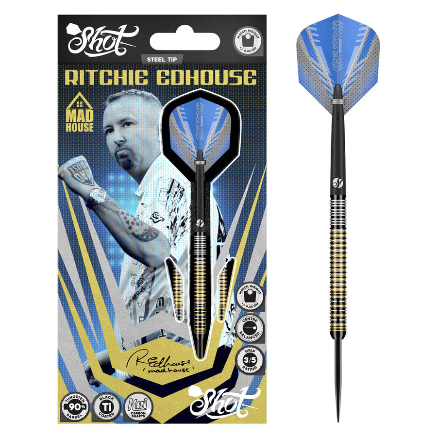 SHOT - RICHIE EDHOUSE - MADHOUSE - 90% - STEEL TIP DARTS - 23g/24g/26g