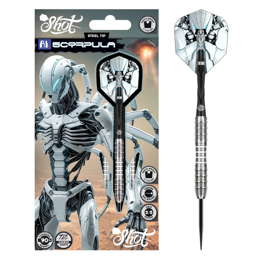 SHOT - AI - SCORPULA - 90% - STEEL TIP DARTS - 23g/24g/25g/27g
