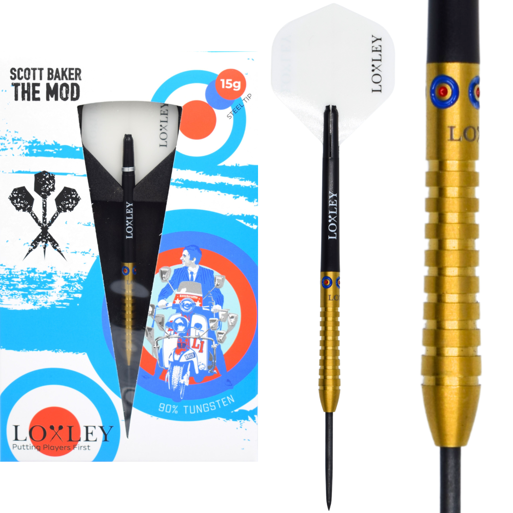 LOXLEY - SCOTT BAKER - 'THE MOD' - STEEL TIP DARTS - 15g/19g/23g