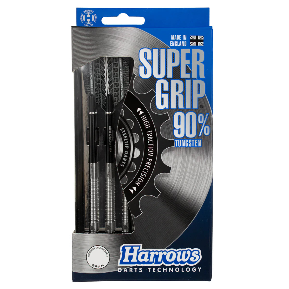 HARROWS - SUPERGRIP - NATURAL SILVER - STEEL TIP DARTS - 90% - 21g/22g/23g/24g/25g/26g/28g/30g