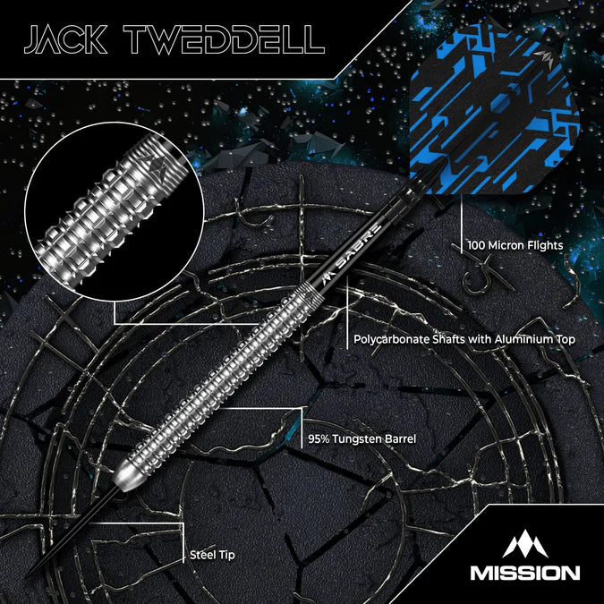 MISSION - JACK TWEDDELL - STEEL TIP DARTS - 95% - 22g/24g/26g