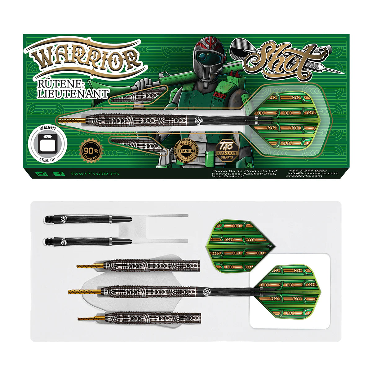 SHOT - RUTENE LIEUTENANT - 90% - STEEL TIP DARTS - 23g/24g