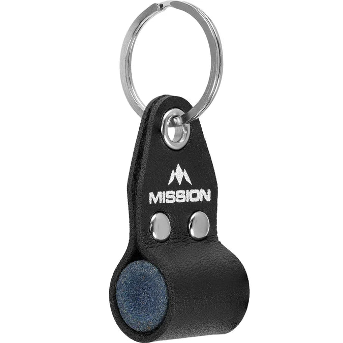 MISSION - DART SHARPENER - ROUND STONE INSIDE KEYRING - BLACK