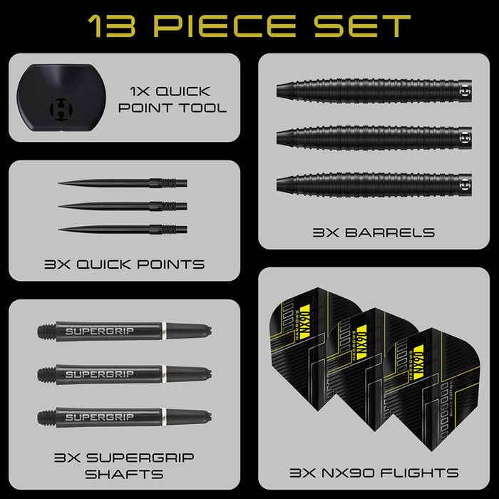 HARROWS - NX90 - BLACK TAPERED - QUICK POINTS - 90% - 21g/22g/23g/24g/25g/26g