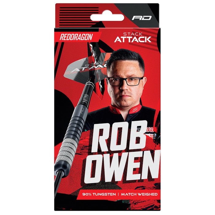 RED DRAGON - ROB OWEN - STACK ATTACK - STEEL TIP DARTS - 90% - 22g