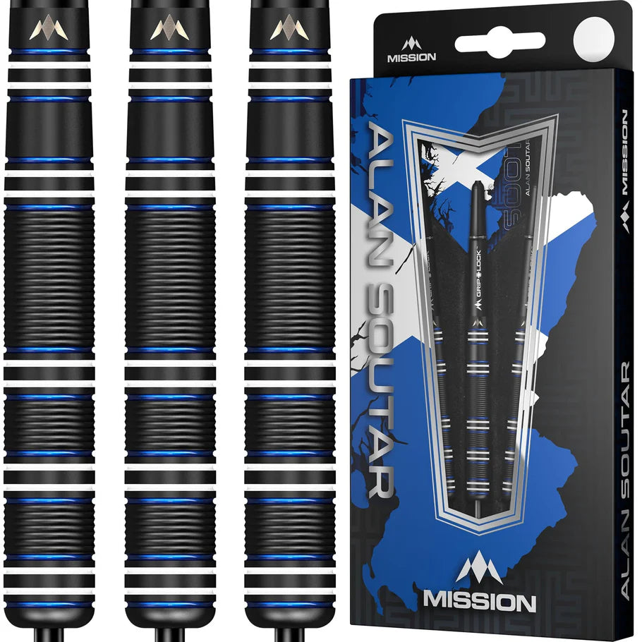 MISSION - ALAN SOUTER - BLACK TITANIUM - STEEL TIP DARTS - 90% - 24g
