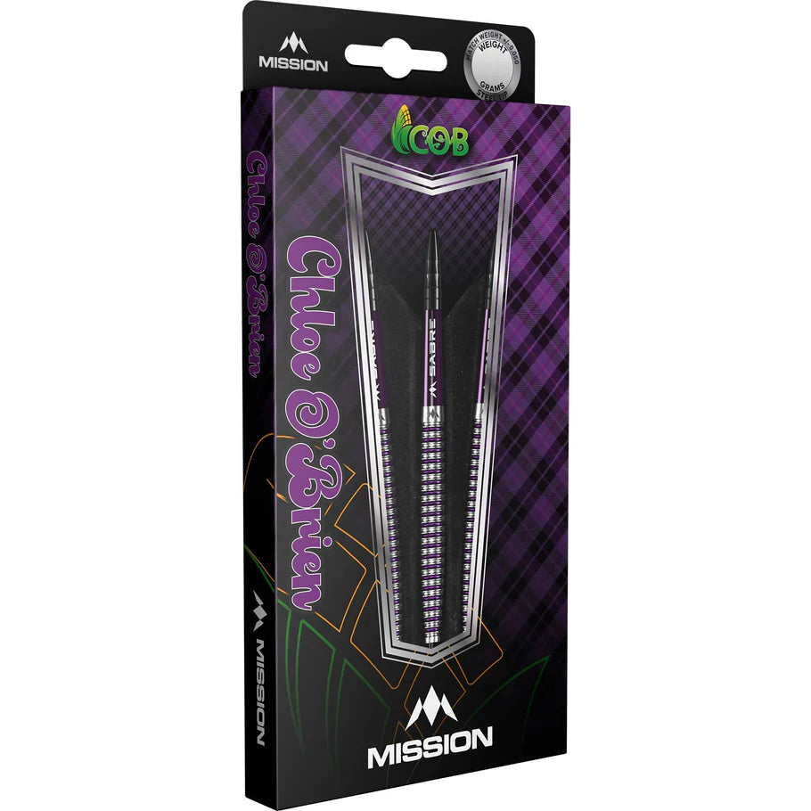 MISSION - CHLOE O'BRIEN - ELECTRO PURPLE - STEEL TIP DARTS - 95% - 23g/25g