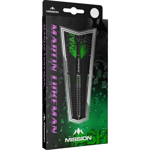 MISSION - MARTIN LUKEMAN - Steel Tip Darts - Black Titanium - 90% - 23g/25g