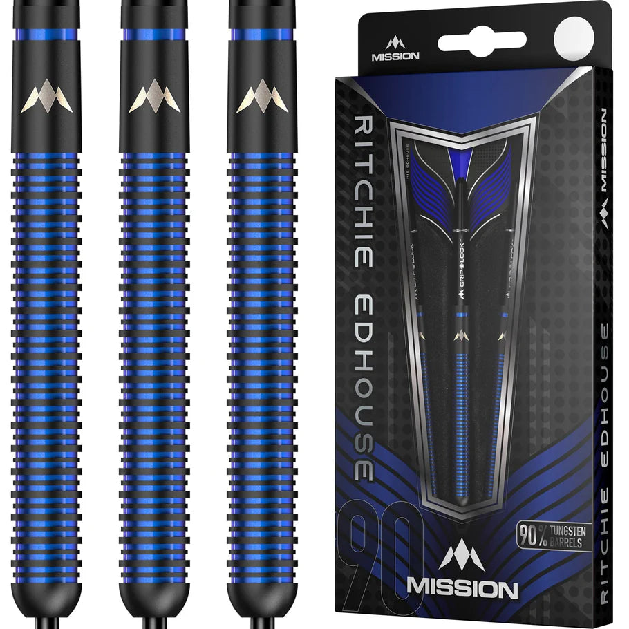 MISSION - RICHIE EDHOUSE - BLACK TITANIUM - STEEL TIP DARTS - 90% - 23g
