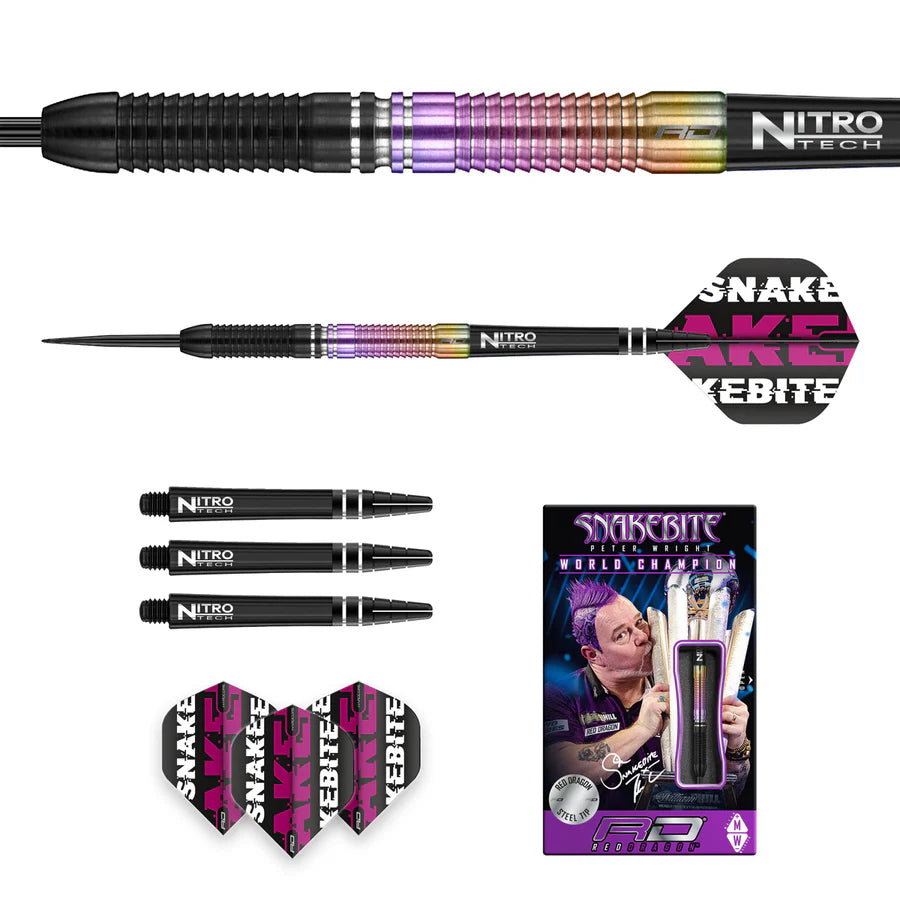 RED DRAGON - PETER WRIGHT - WORLD CHAMPION 2020 SE - SNAKEBITE - STEEL TIP DARTS - 90% - 21g/23g/25g
