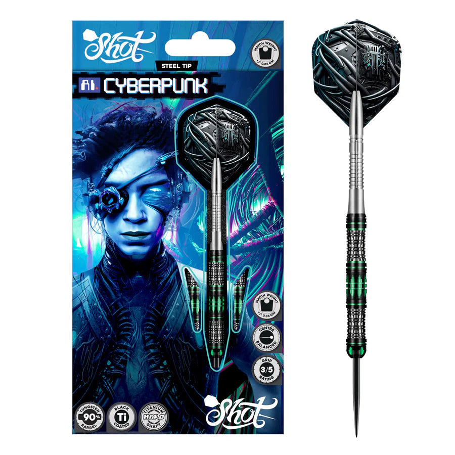 SHOT - AI - CYBERPUNK - STEEL TIP DARTS - 90% - 23g/24g/25g