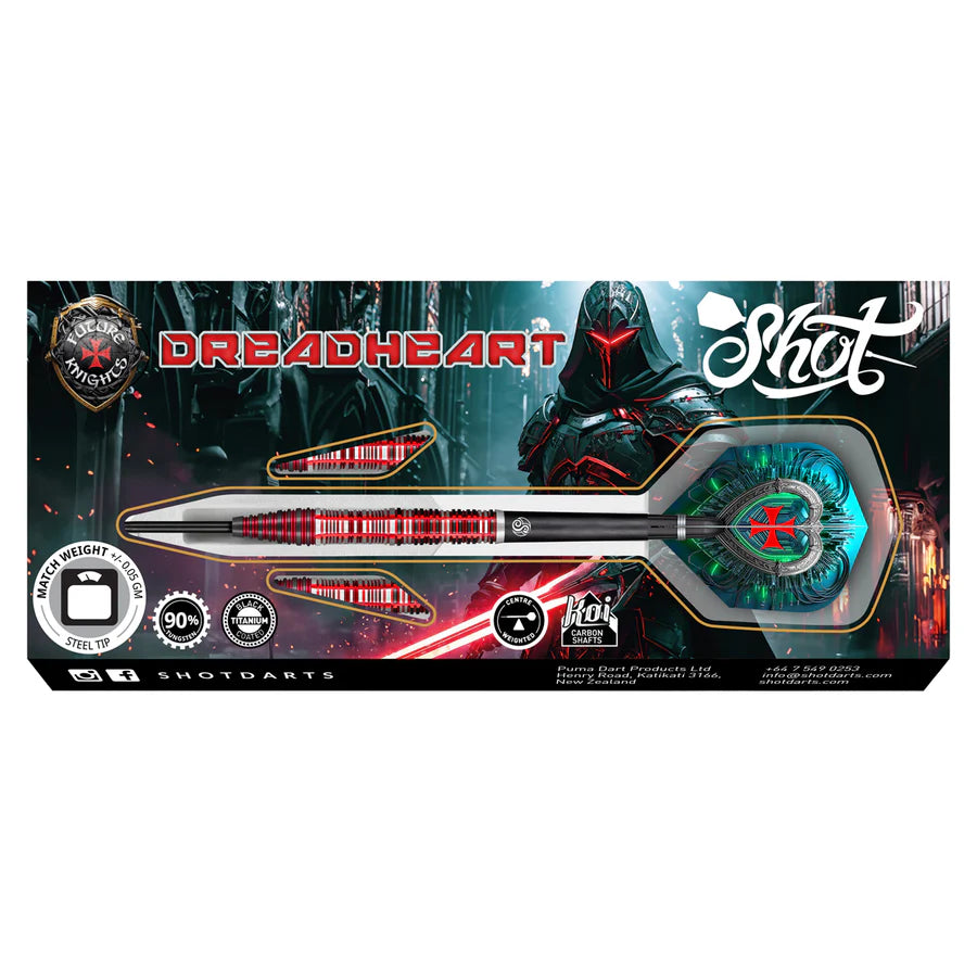 SHOT - FUTURE KNIGHTS - DREADHEART - STEEL TIP DARTS - 90% - 23g/24g/25g
