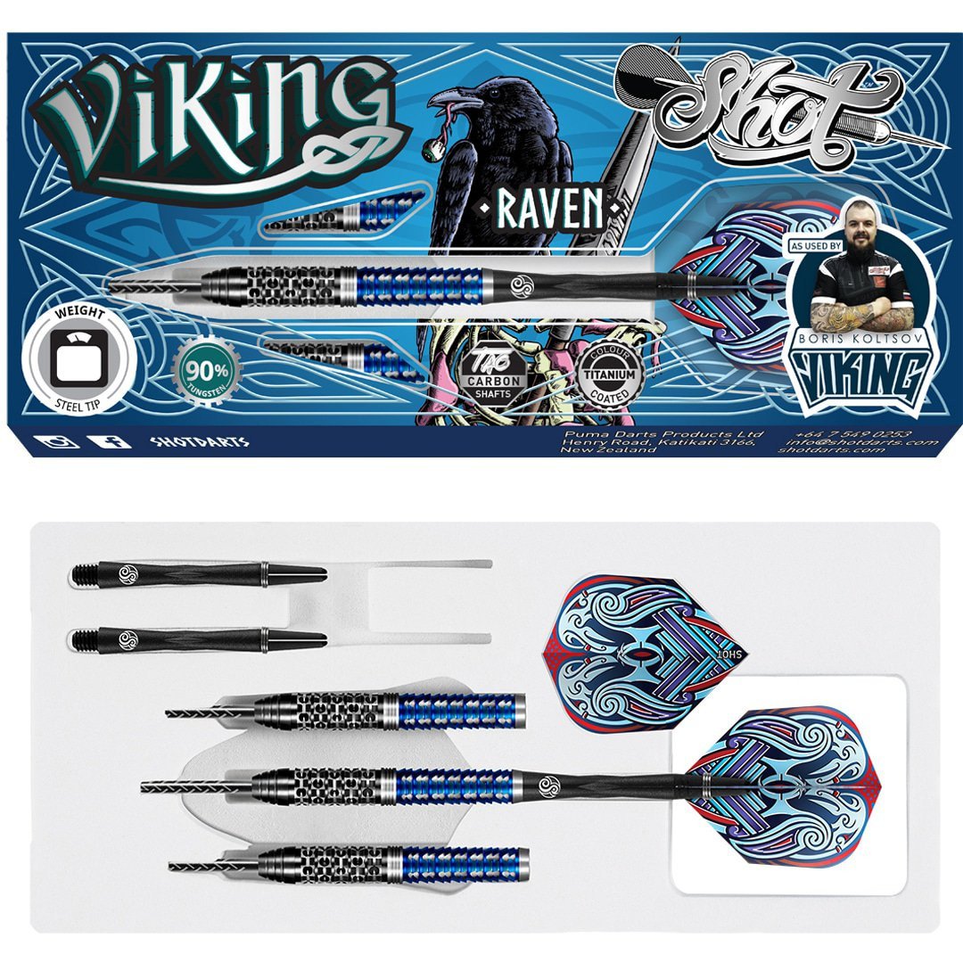 SHOT - RAVEN - 90% - STEEL TIP DARTS - 23g/24g/25g