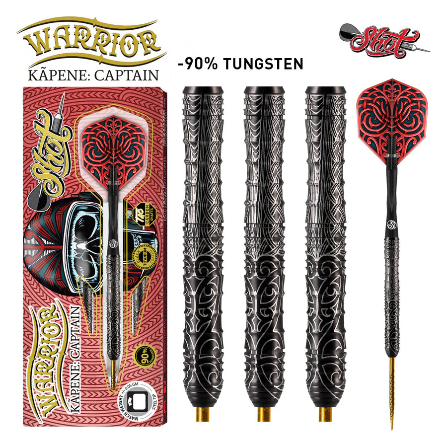 SHOT - WARRIOR - KAPENE - 90% - STEEL TIP DARTS - 22g/23g/24g/25g