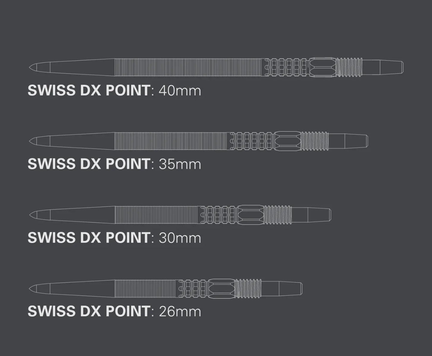 TARGET - SWISS POINTS - DX - REPLACEMENT/SPARE SWISS POINTS - 26mm/30mm/35mm/40mm