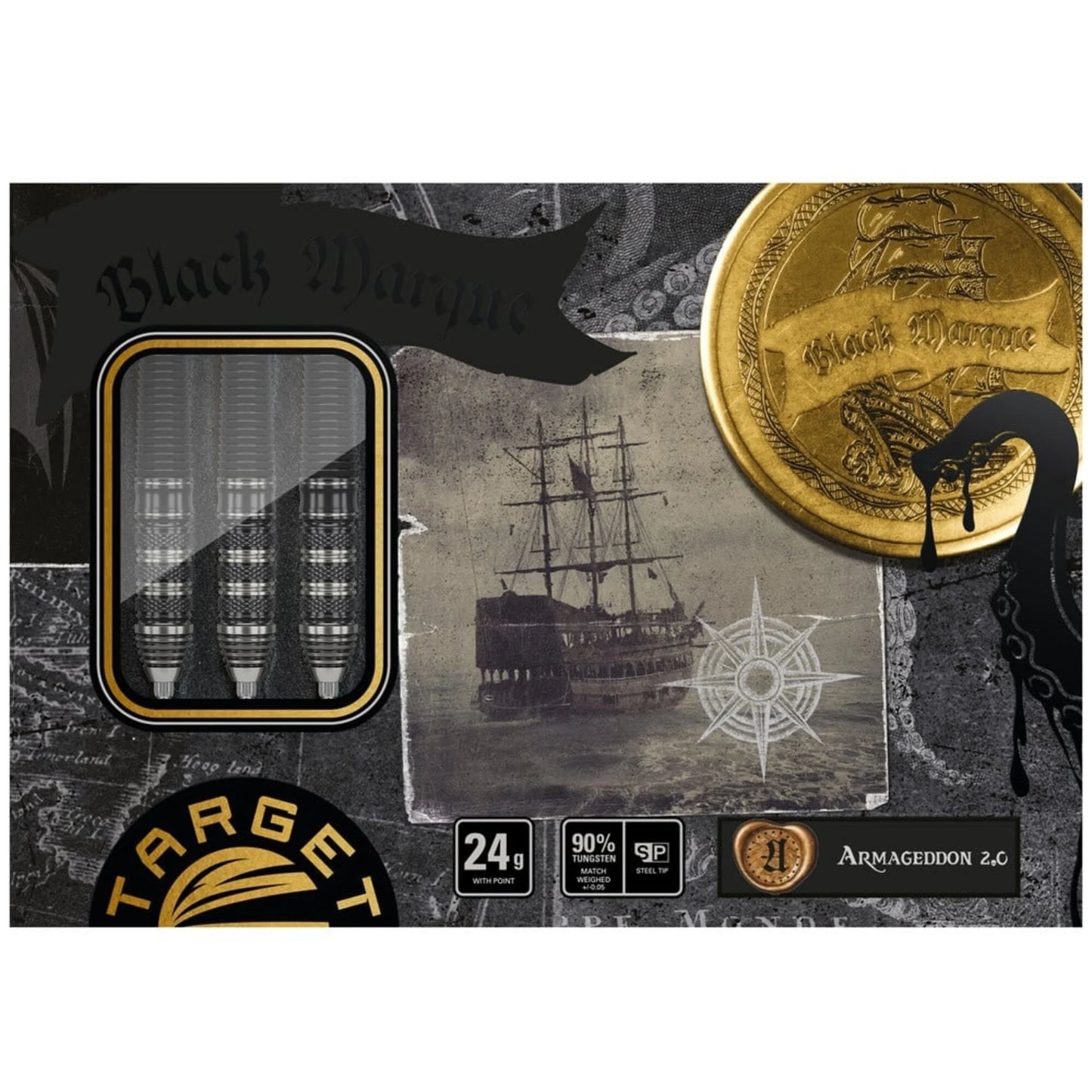 TARGET JAPAN - BLACK MARQUE - ARMAGEDDON - G1 - SWISS POINT DARTS - 90% - 24g