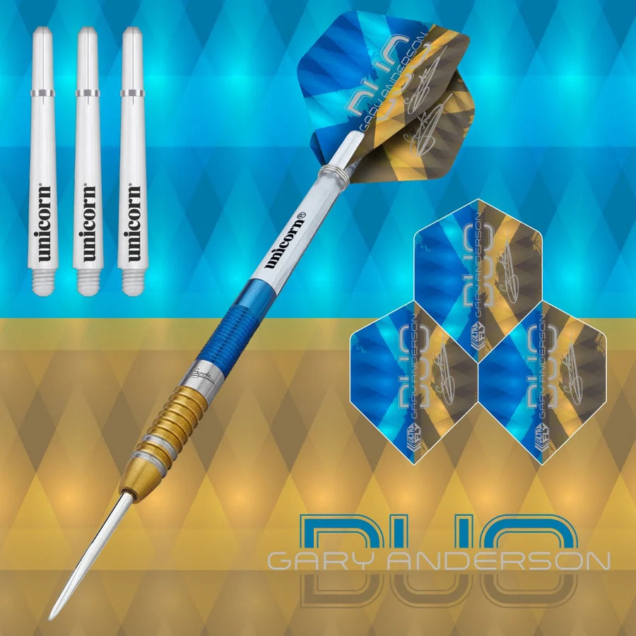UNICORN - GARY ANDERSON - DUO - STEEL TIP DARTS - 90% - 21g/23g
