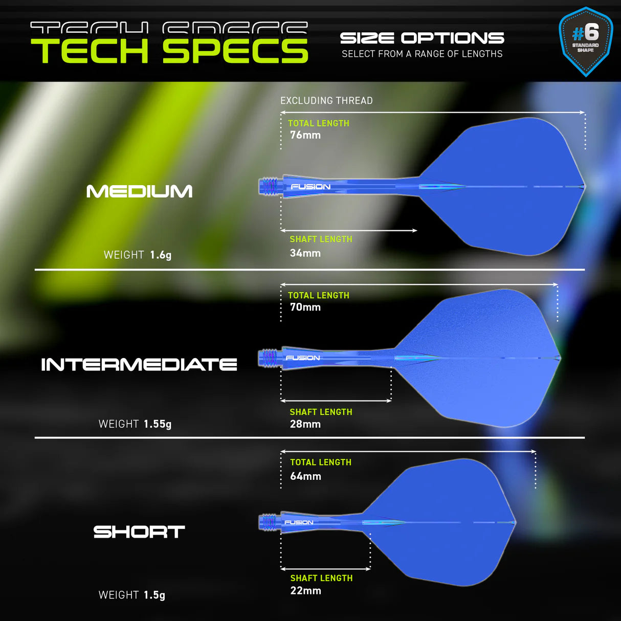 WINMAU - WINMAU FUSION - BLUE - SMALL (No. 6) - INTEGRATED FLIGHTS - BLUE